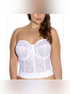 Goddess Size 44FF White Floral Strapless Corset Bra Style #GD0689-NEW, With Tags